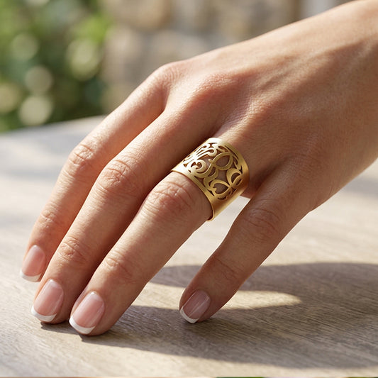 14K Gold Monogram Ring with Cutout Initials
