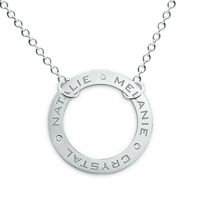 14K Gold and Diamond Circle of Life Multi Name Necklace | Personalized Jewelry - Elegant Creations NYC