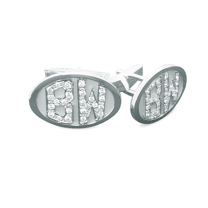 14K Gold and Diamond Custom Monogram Cufflinks - Elegant Creations NYC