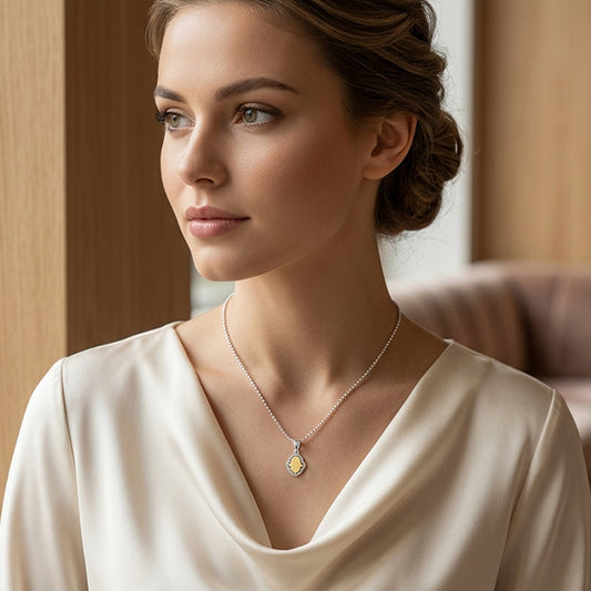 18K Gold & Sterling Silver Gold Popcorn and Polish Hamsa Charm Pendant NecklaceClasp