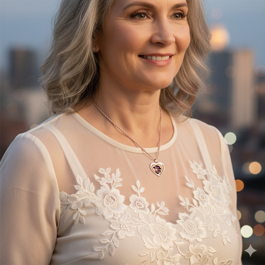 Heart Picture Pendant with Personalized Name | Sterling Silver