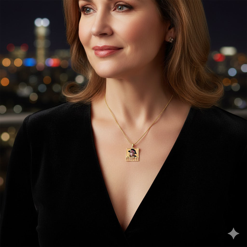 Gorgeous 14K Gold Picture Pendant Rectangle Shape with Name Cut-out for Customized Jewelry