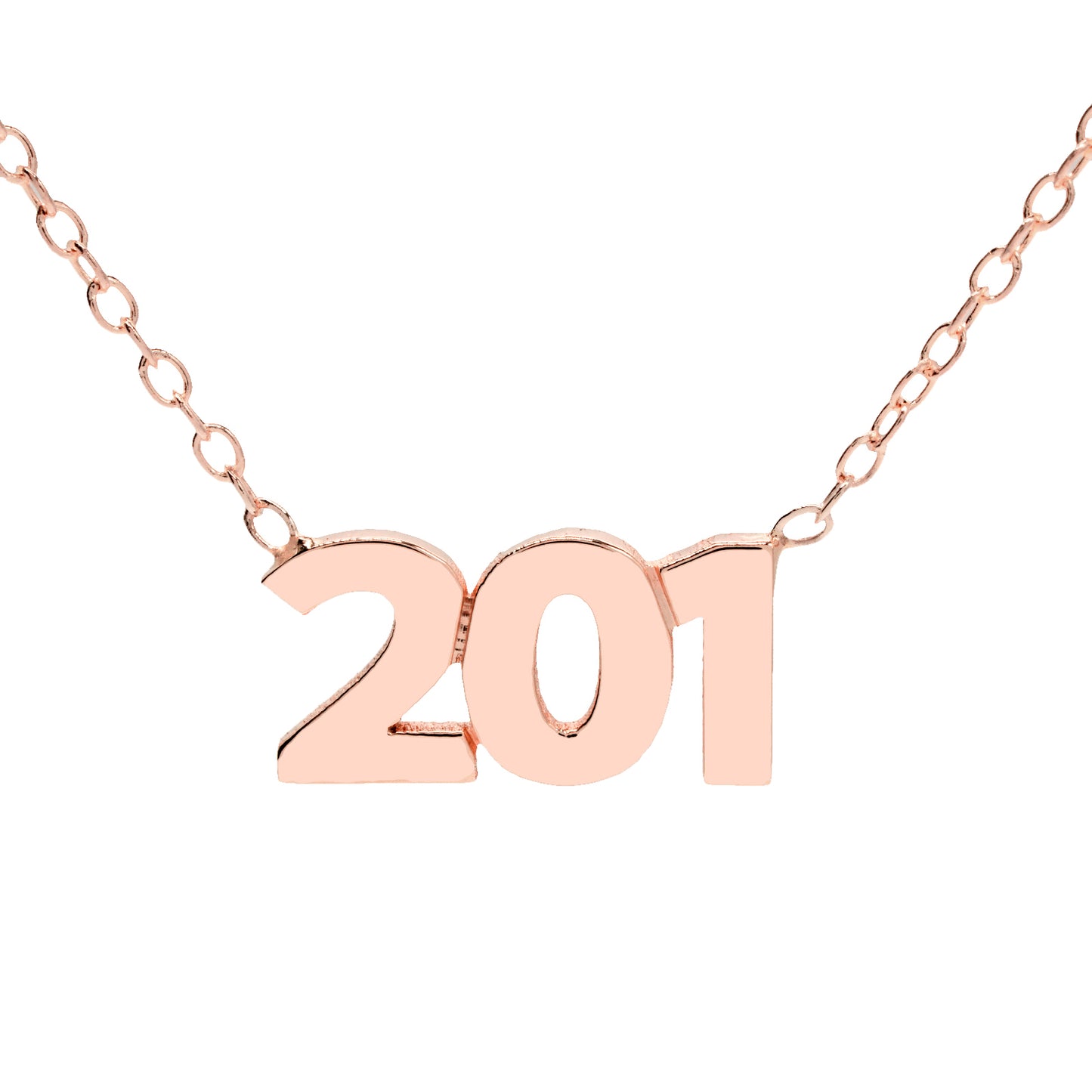 Personalized 14K Gold Modern Block Number Necklace
