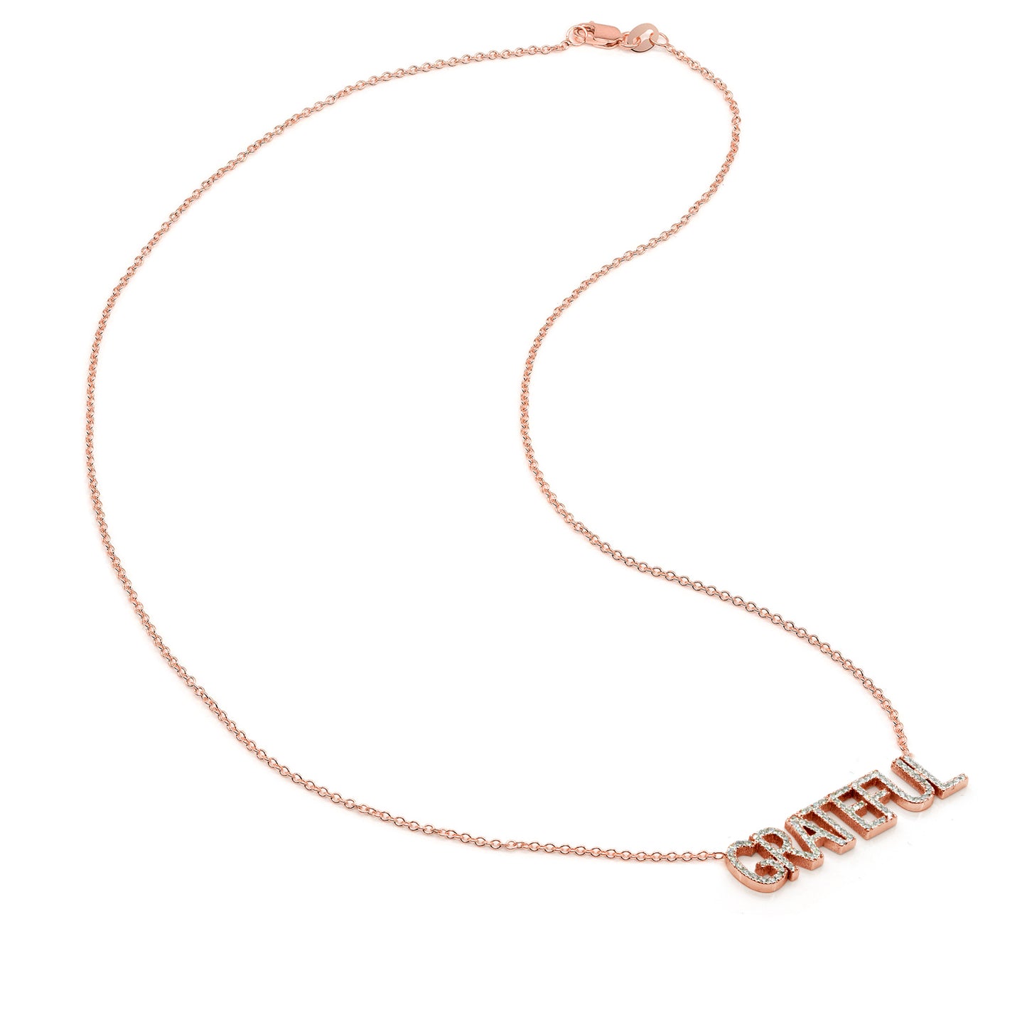 Grateful 14K Gold and Diamond Pave Name Necklace | Customizable