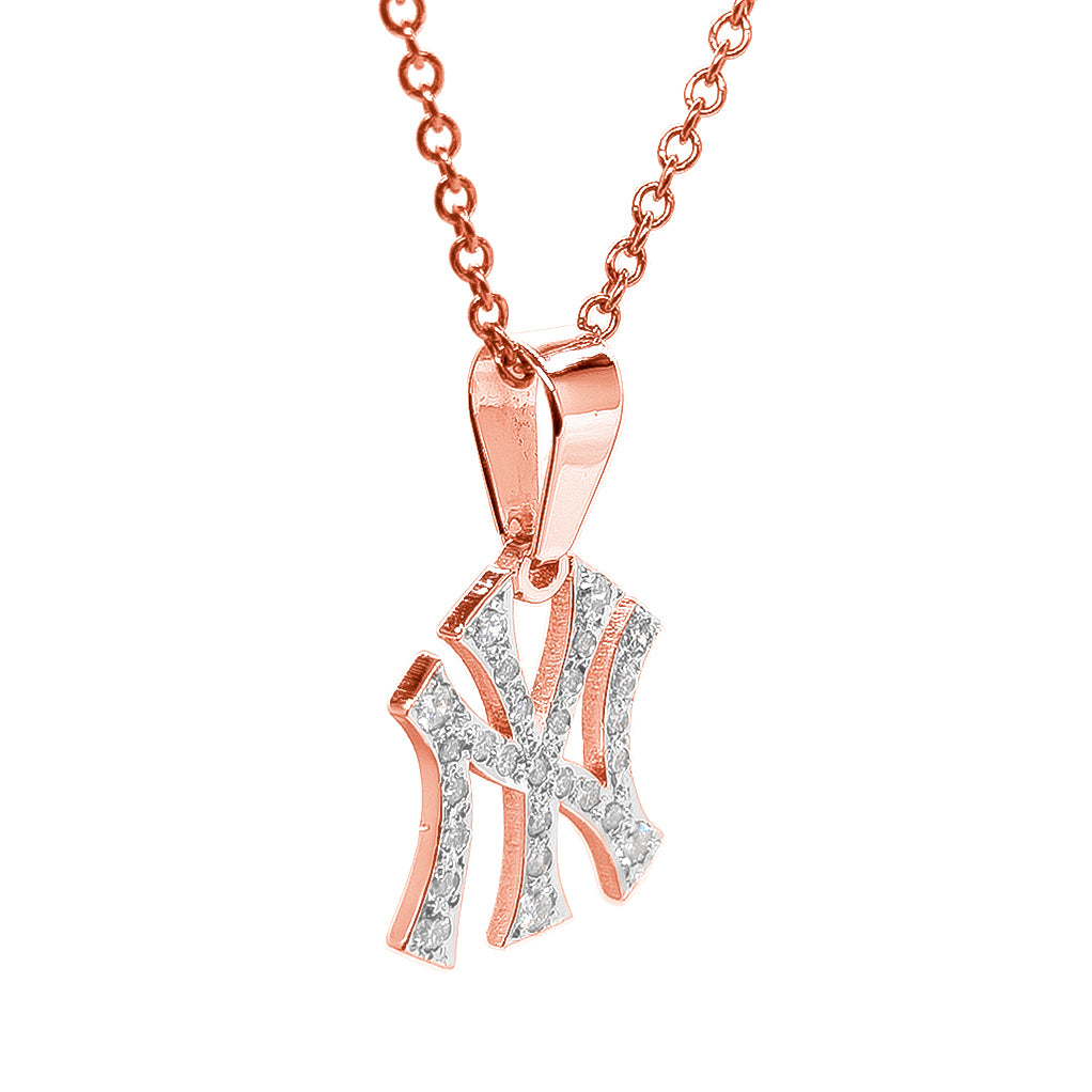 New York Baseball Team Charm Pendant with Diamonds and 14K Gold