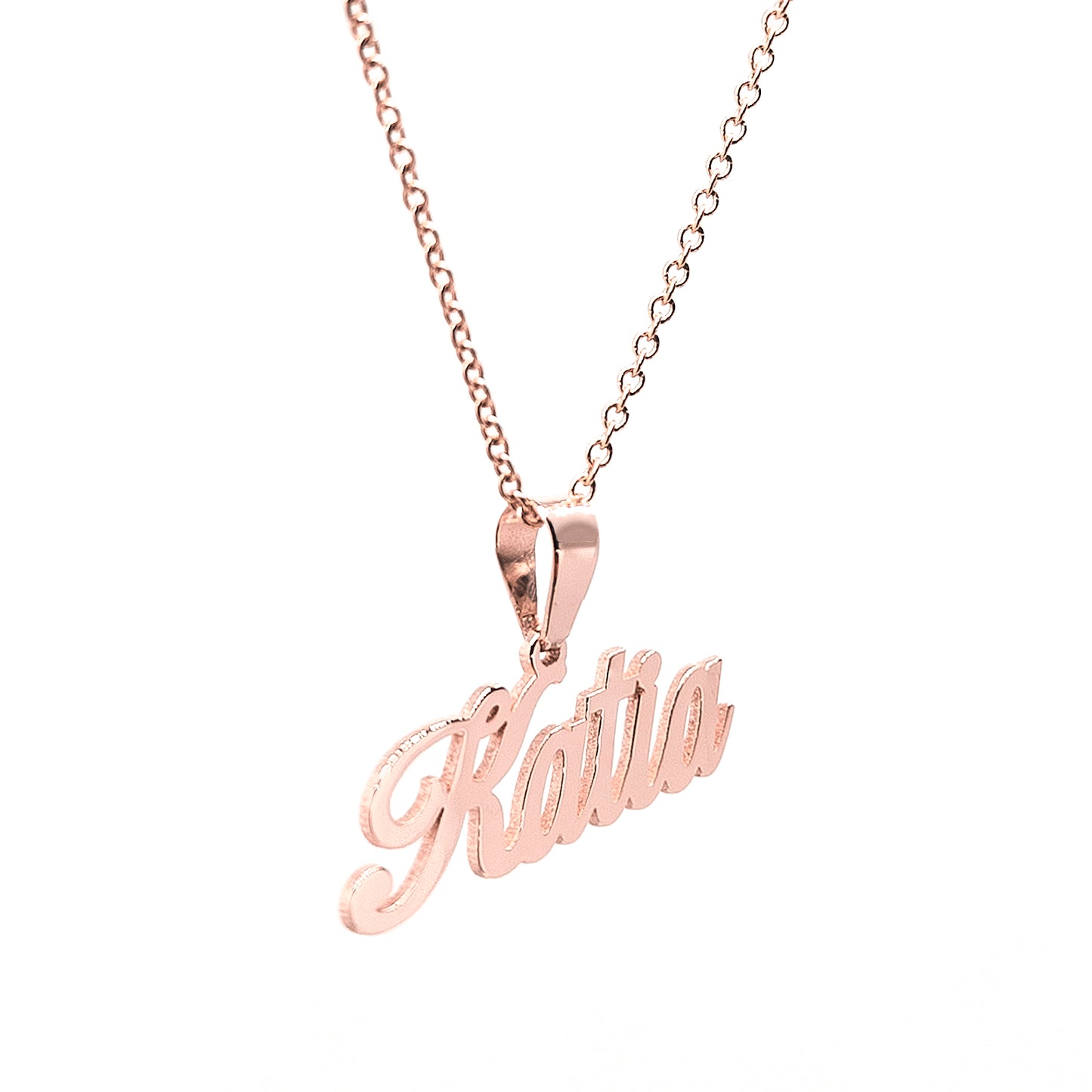 Fancy Script Name Pendant with Bail in 14K High Polished Gold