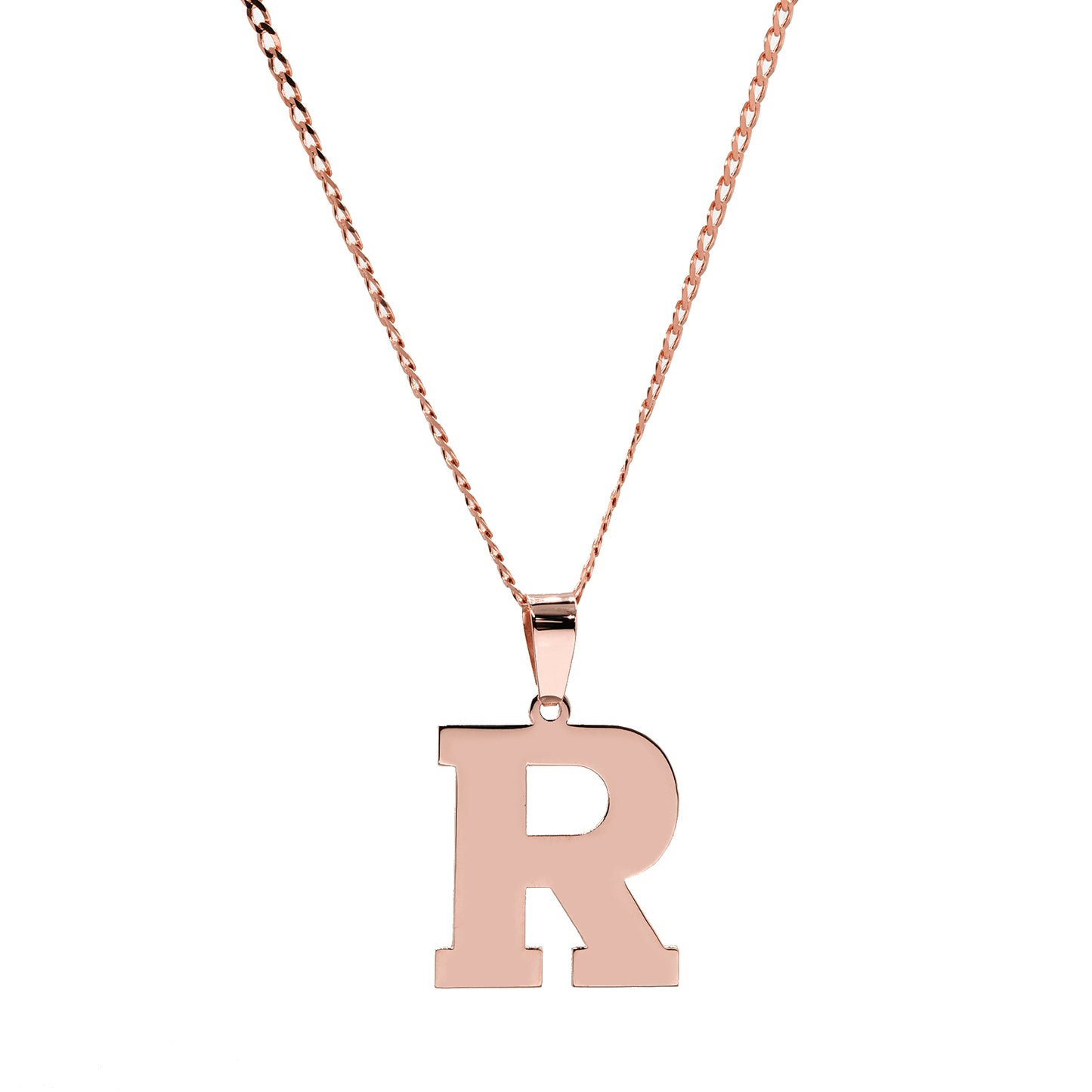 Block Text Initial Pendant in High Polished 14K Gold with Multiple Chain Options | 0.75 Inch