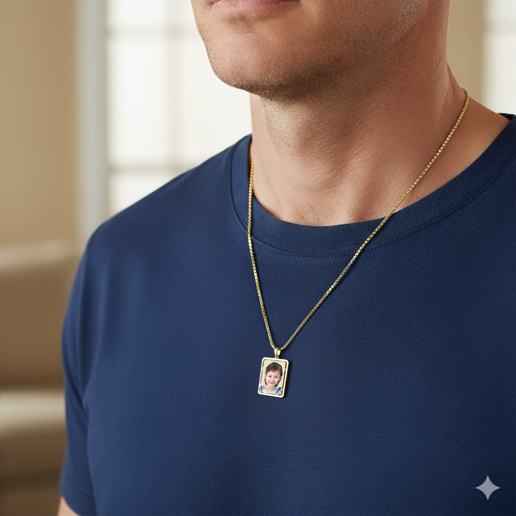 Rectangular Picture Pendant with Cut-Out - Personalized Custom Jewelry with Your Pictures | Sterling Silver