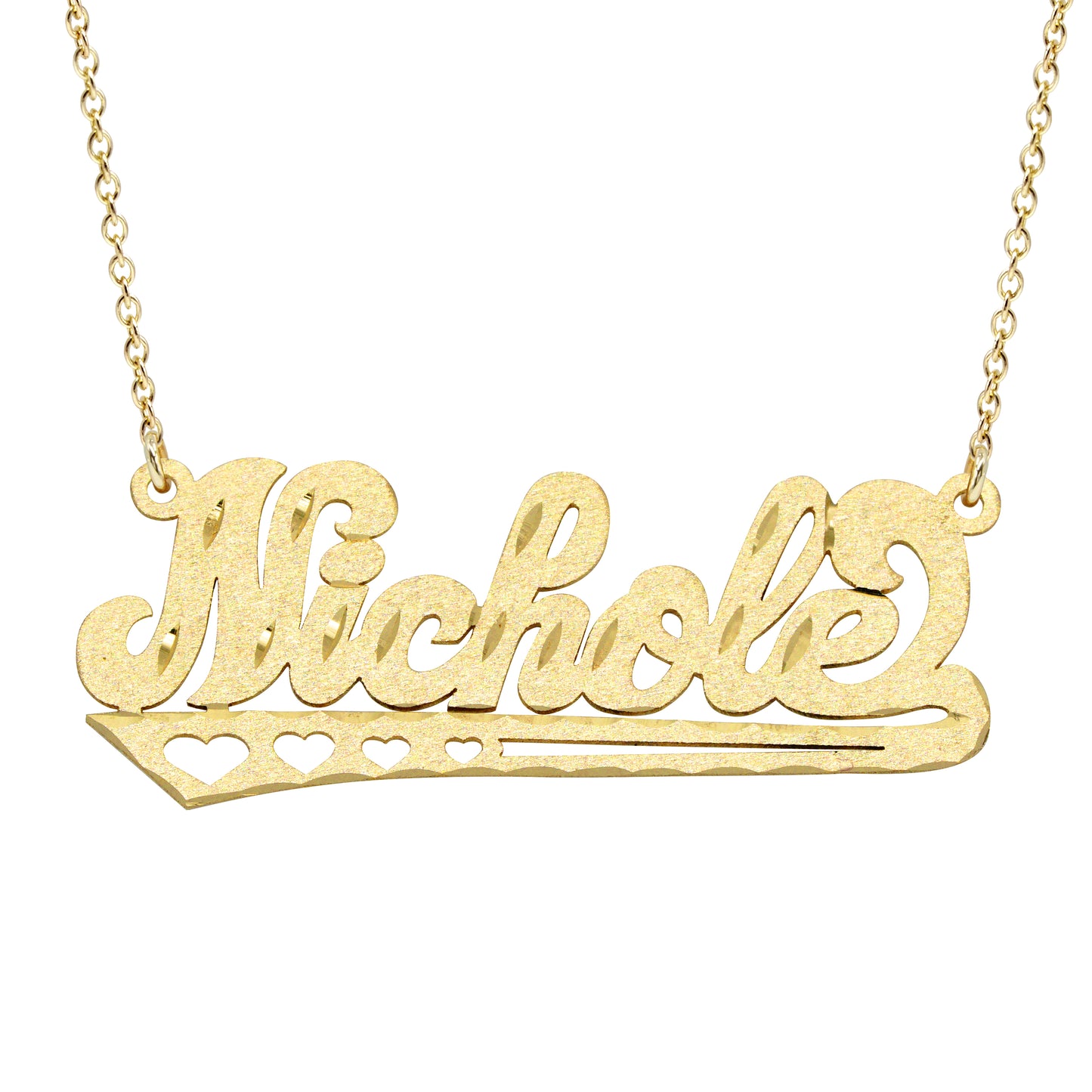 Single Layer Nameplate Necklace in 14K Gold with Florentine Finish | 5/8" Tall