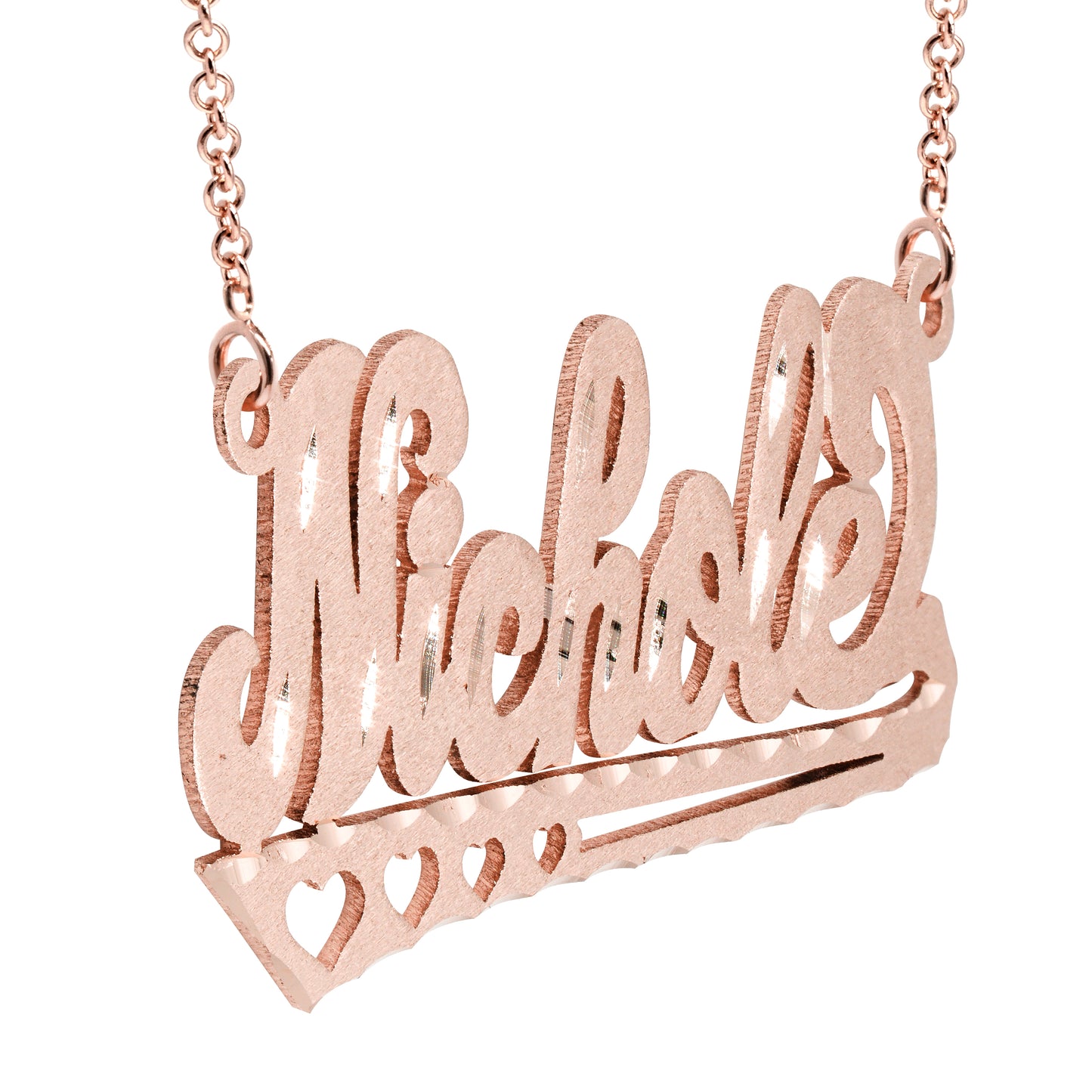 Single Layer Nameplate Necklace in 14K Gold with Florentine Finish | 5/8" Tall