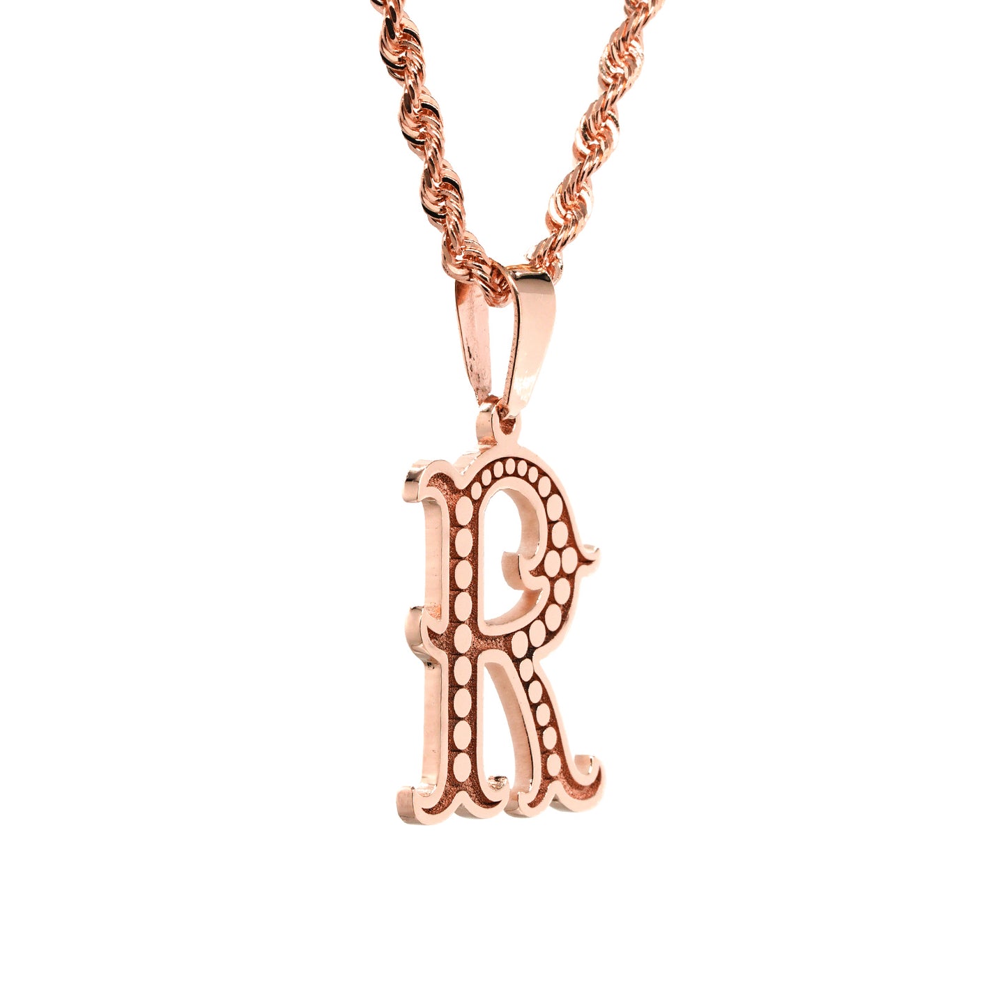 Gothic Monogram Pendant Charm in High Polished 14K Gold