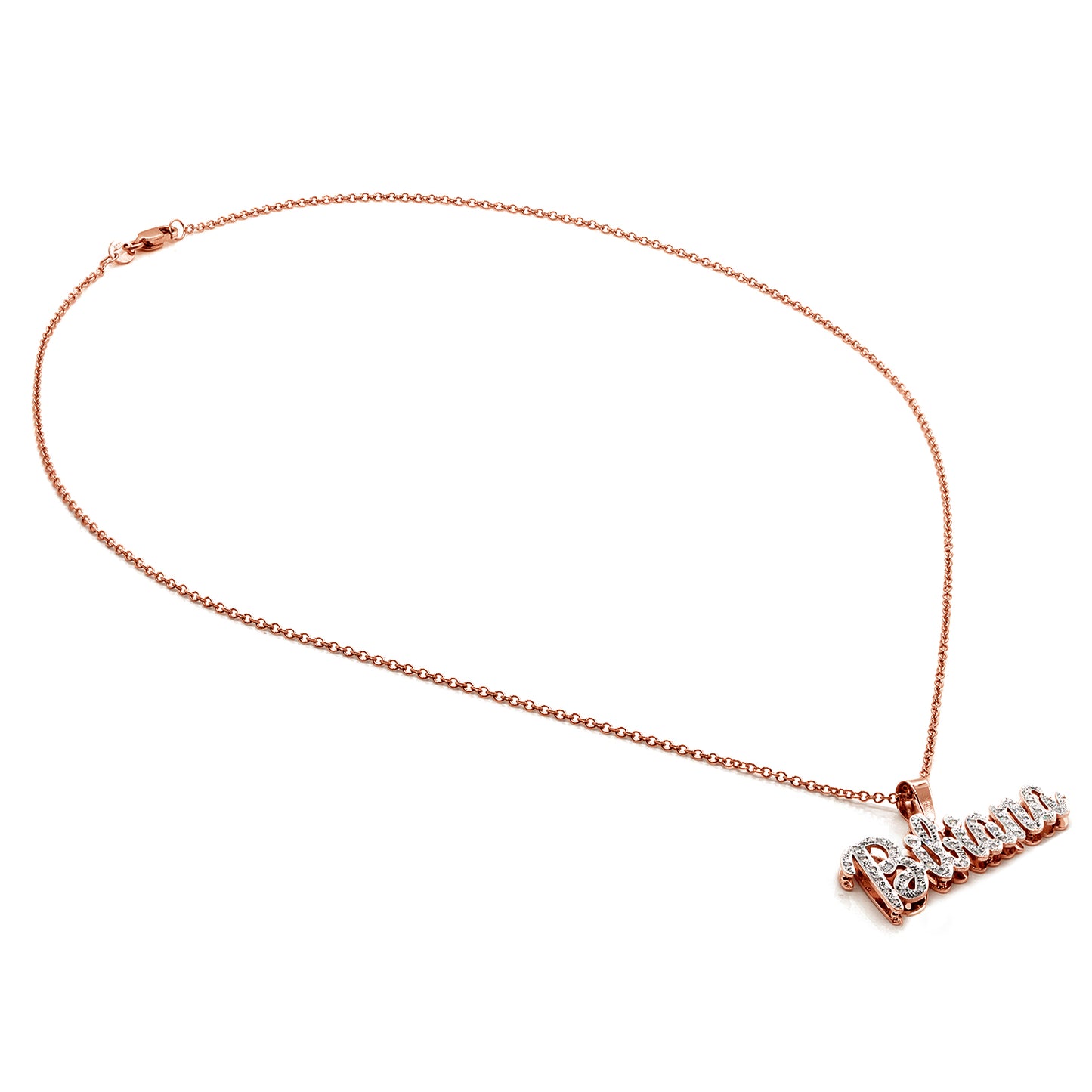 Personalized 14K Gold and Diamonds Double Name Plate