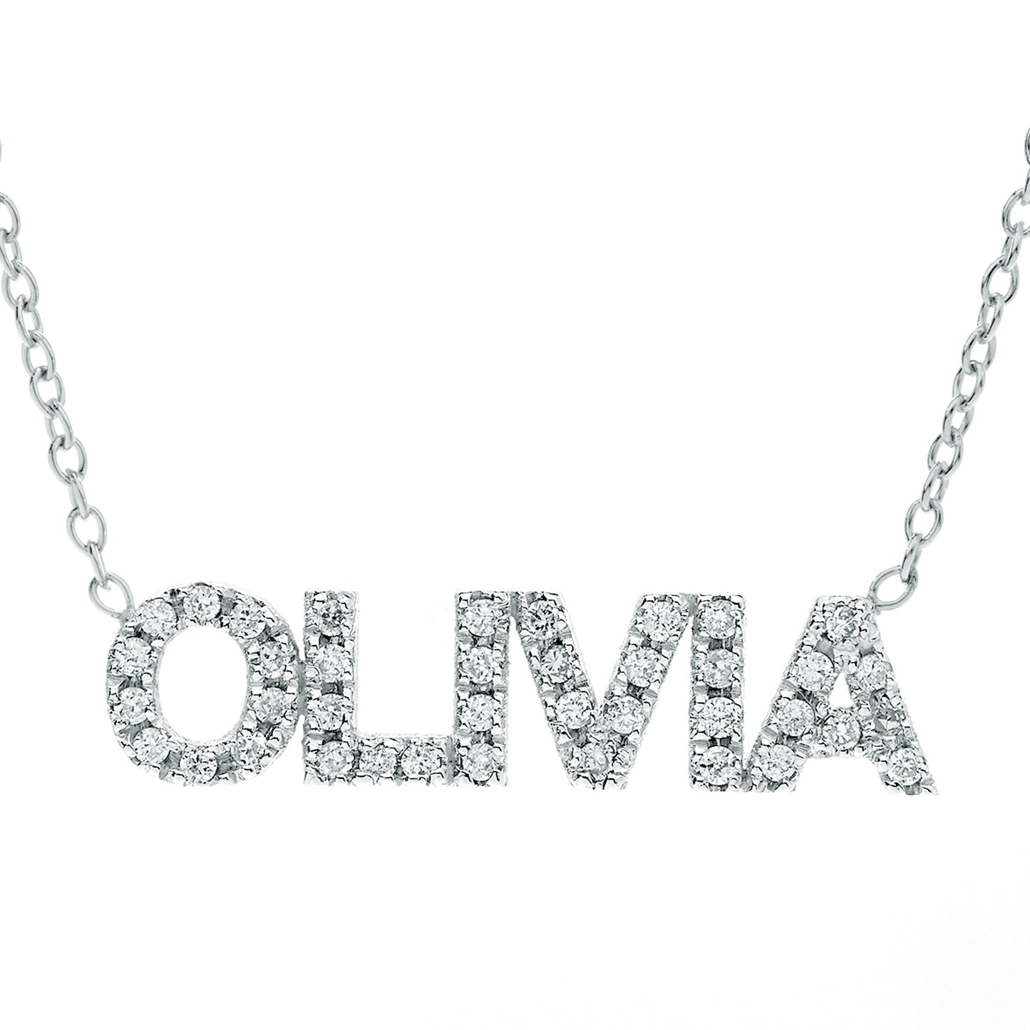 Personalized 14K Gold and Diamond Pave Name Necklace