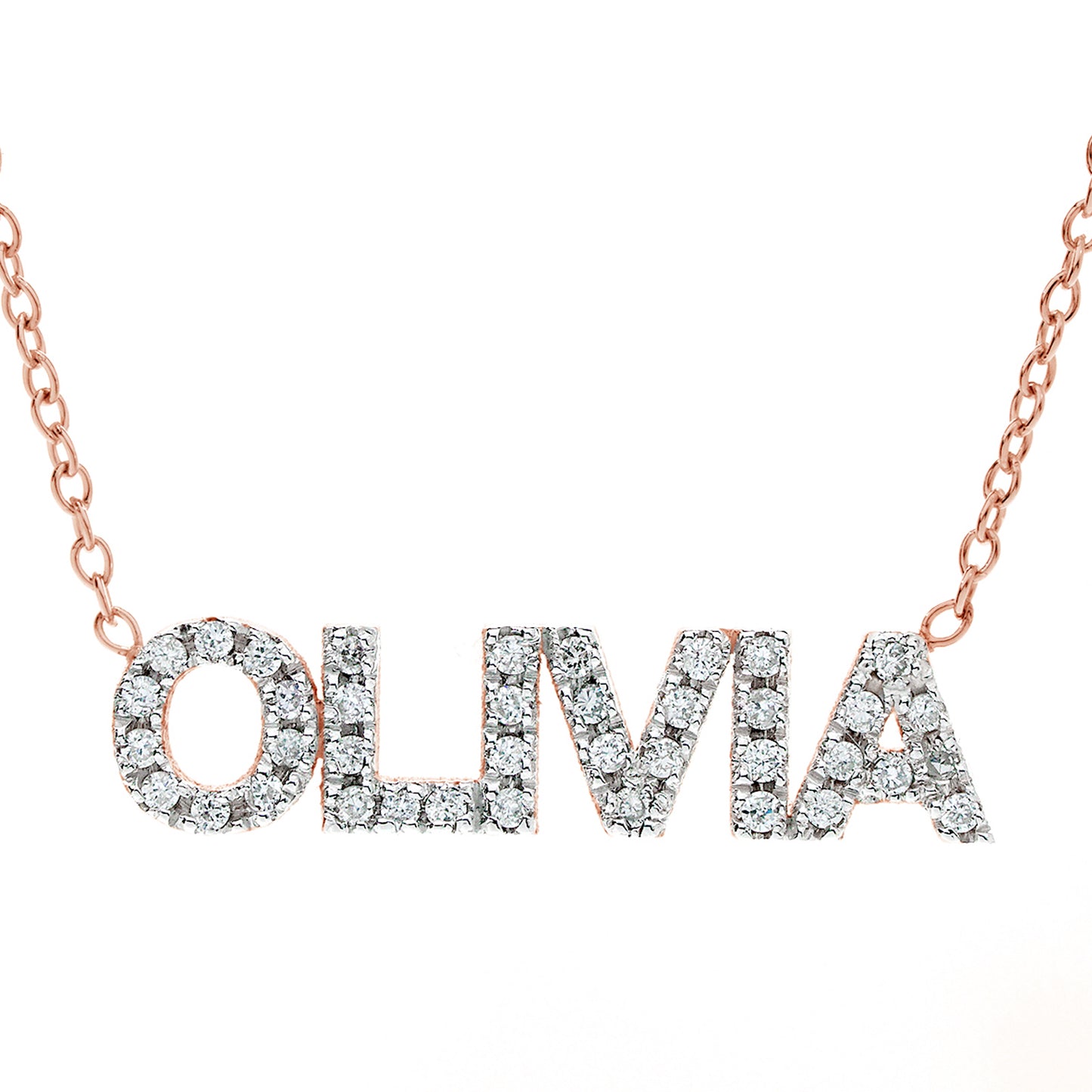 Personalized 14K Gold and Diamond Pave Name Necklace