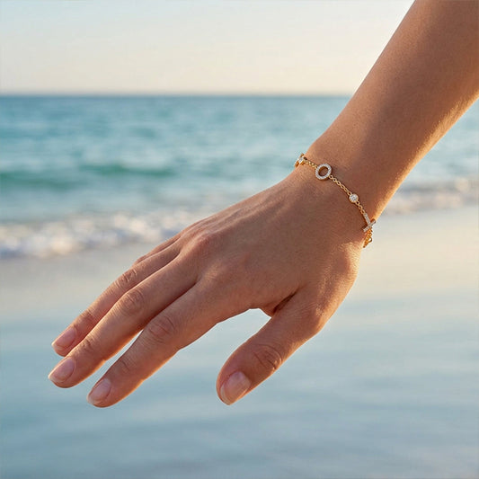 Custom Initial Bracelet in 14K Gold and Diamonds