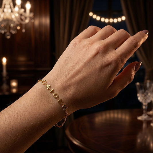 Custom Initial Name Bracelet in 14K Gold