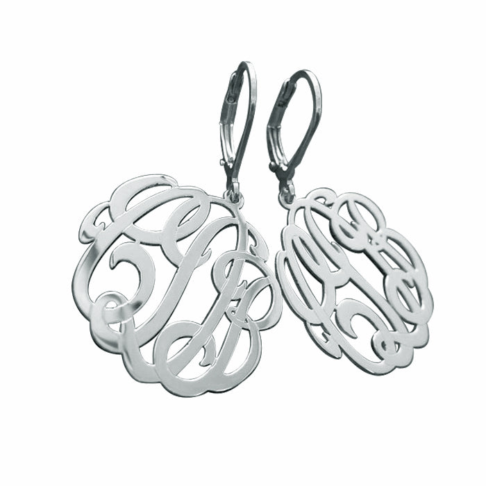 Custom 3 Initial Monogram Hanging Earrings - Elegant Creations NYC