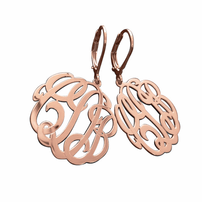 Custom 3 Initial Monogram Hanging Earrings