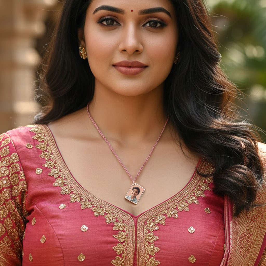 Unique 14K Gold Picture Pendant Rounded Dog Tag Shape with Cut-out for Customized Jewelry