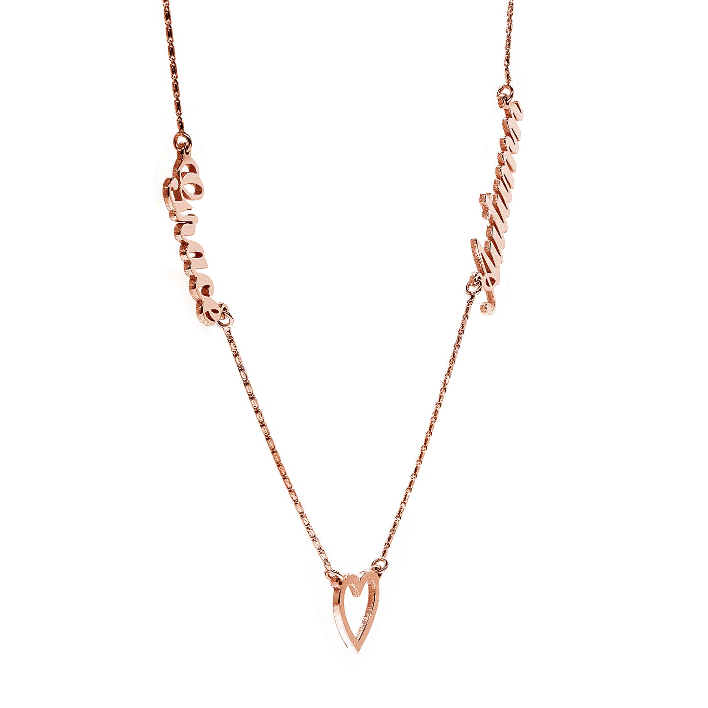 Personalized Name Necklace with Open Heart in Center | 14k Gold