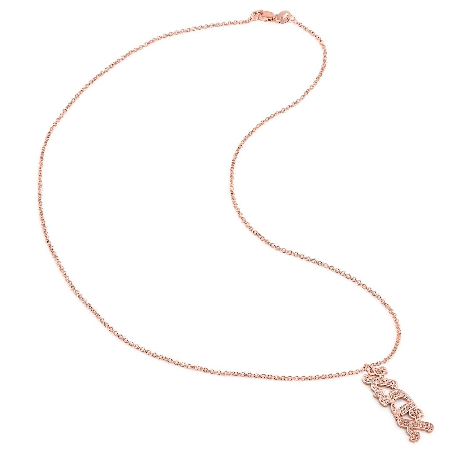 Custom 14K Gold Vertical Hebrew Name Covered in Diamond Pave Pendant