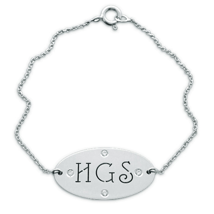 Beautiful 3 initial Monogram Bracelet in 14K Gold and Diamonds - Elegant Creations NYC