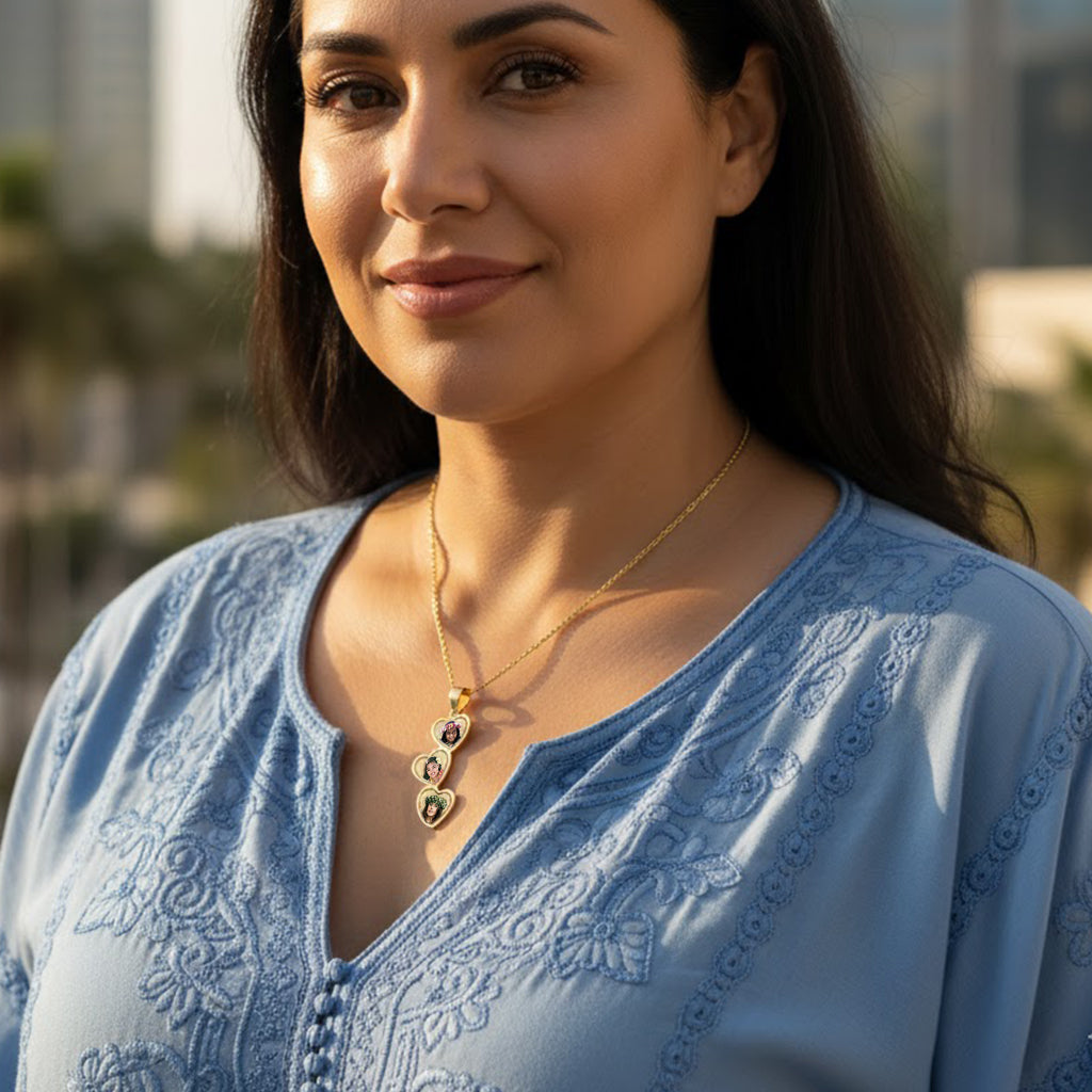 Personalized Picture Pendant with Hearts Cut-Out - Custom Jewelry with Your Photos | Sterling Silver