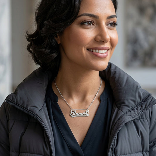 High Polished Nameplate Pendant in Sterling Silver