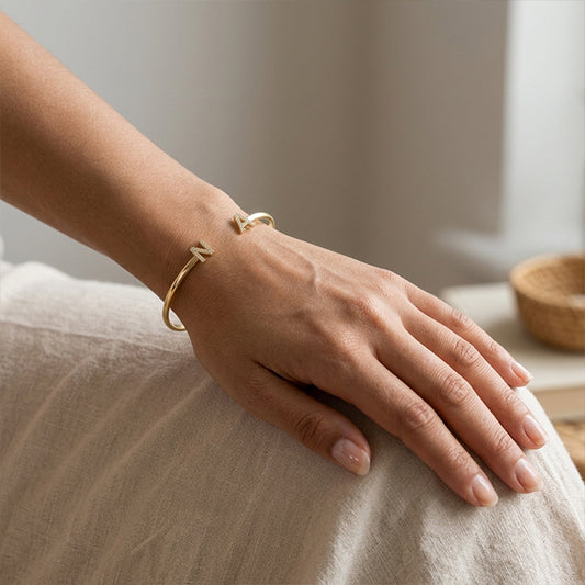 Initial Ends Bangle in 14K Gold | 6mm Tall