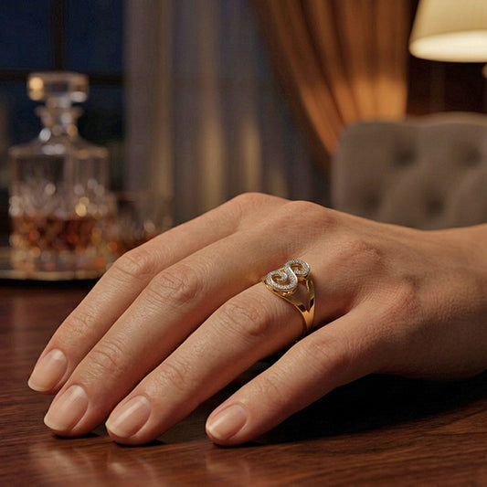 Monogram Ring with Diamonds and 14K Gold | Script Initial