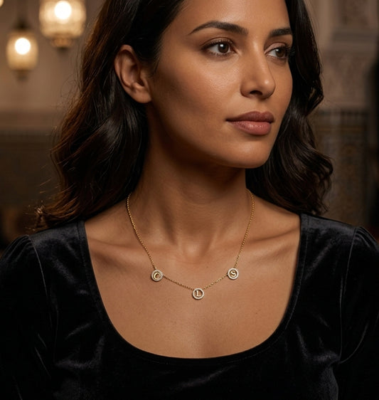 Multi-Initials Station Necklace in 14K Gold with Diamonds | Customizable