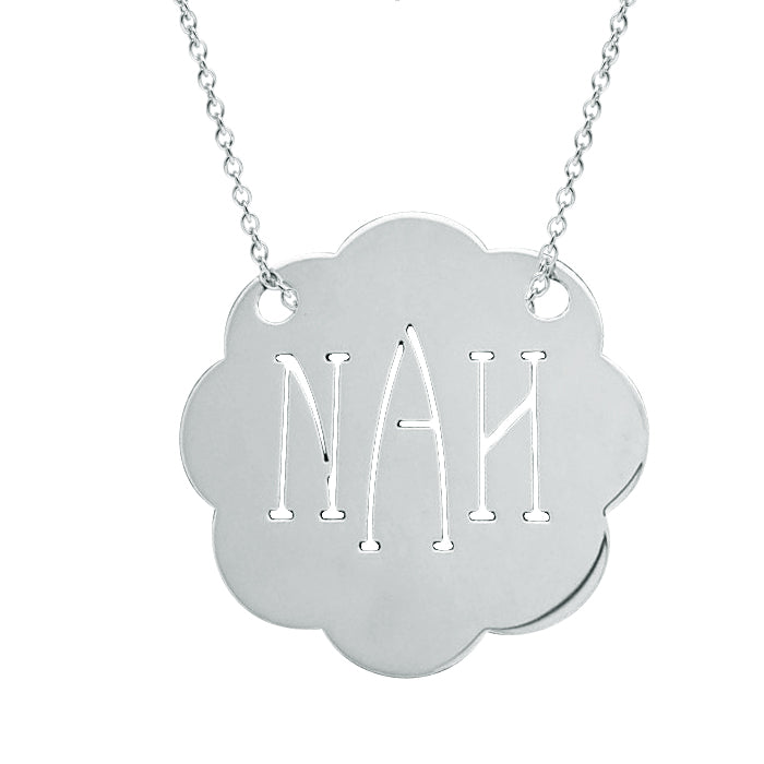 Custom 14K Gold Cloud Disc Three Initial Monogram Necklace - Elegant Creations NYC