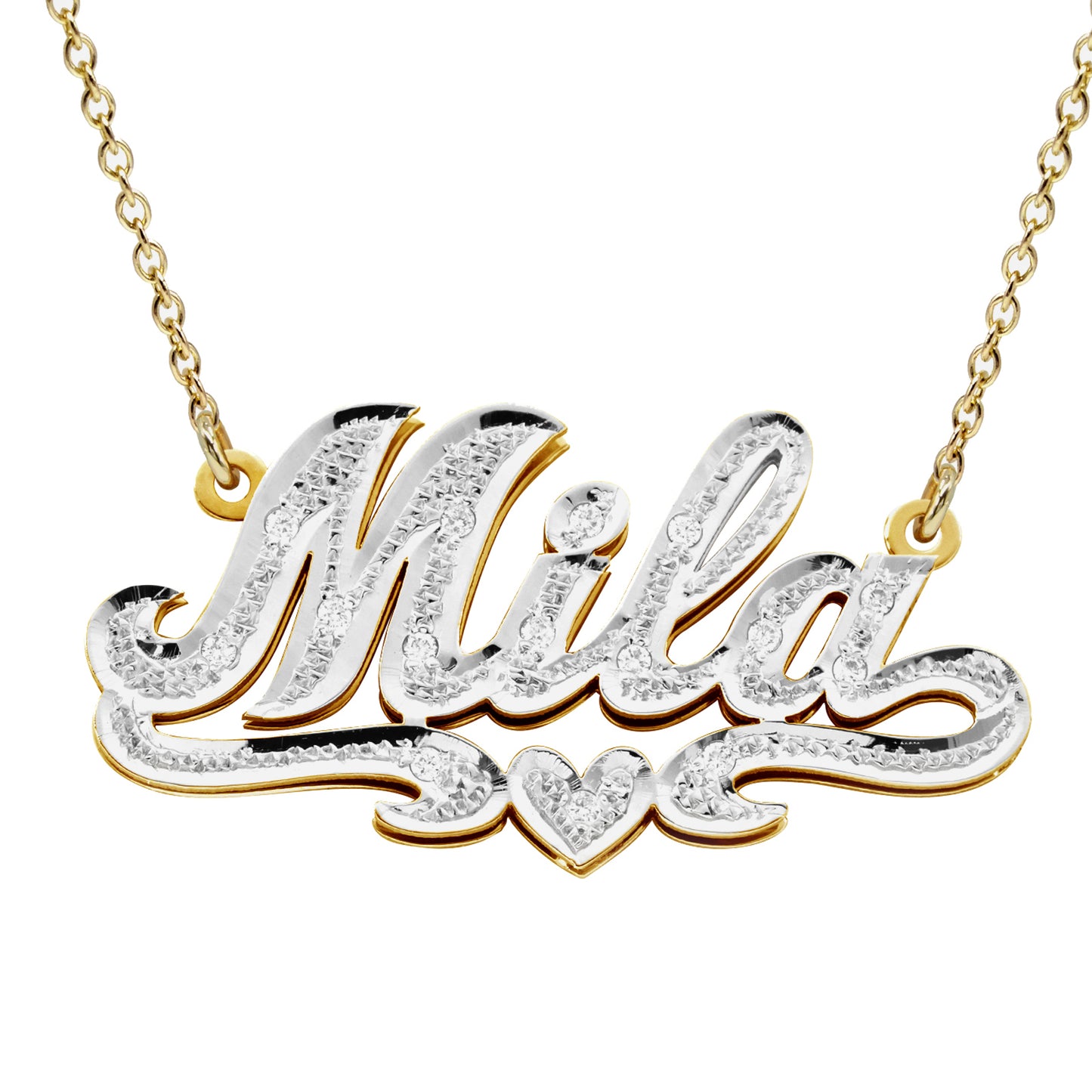 Custom 14K Gold and Diamonds Shadow Box Name Plate