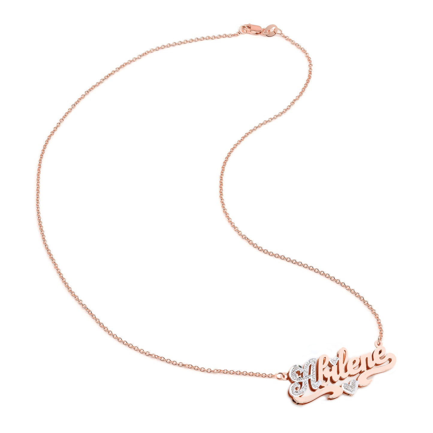 Custom 14K Gold Name Plate Necklace with Diamonds | Double Plate