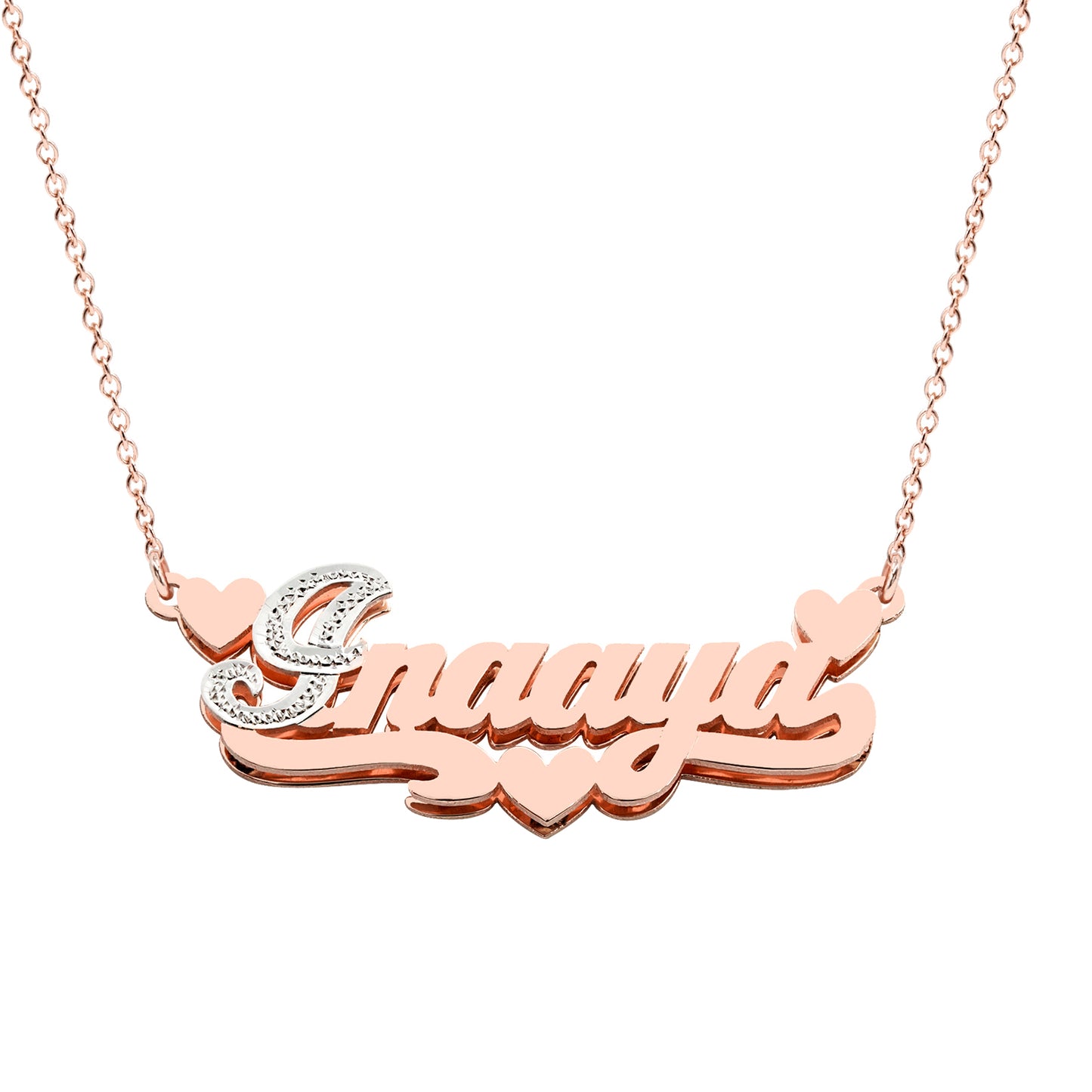 Personalized Shadow Box Name Plate with First Initial Rhodium Sparkled in 14K Gold