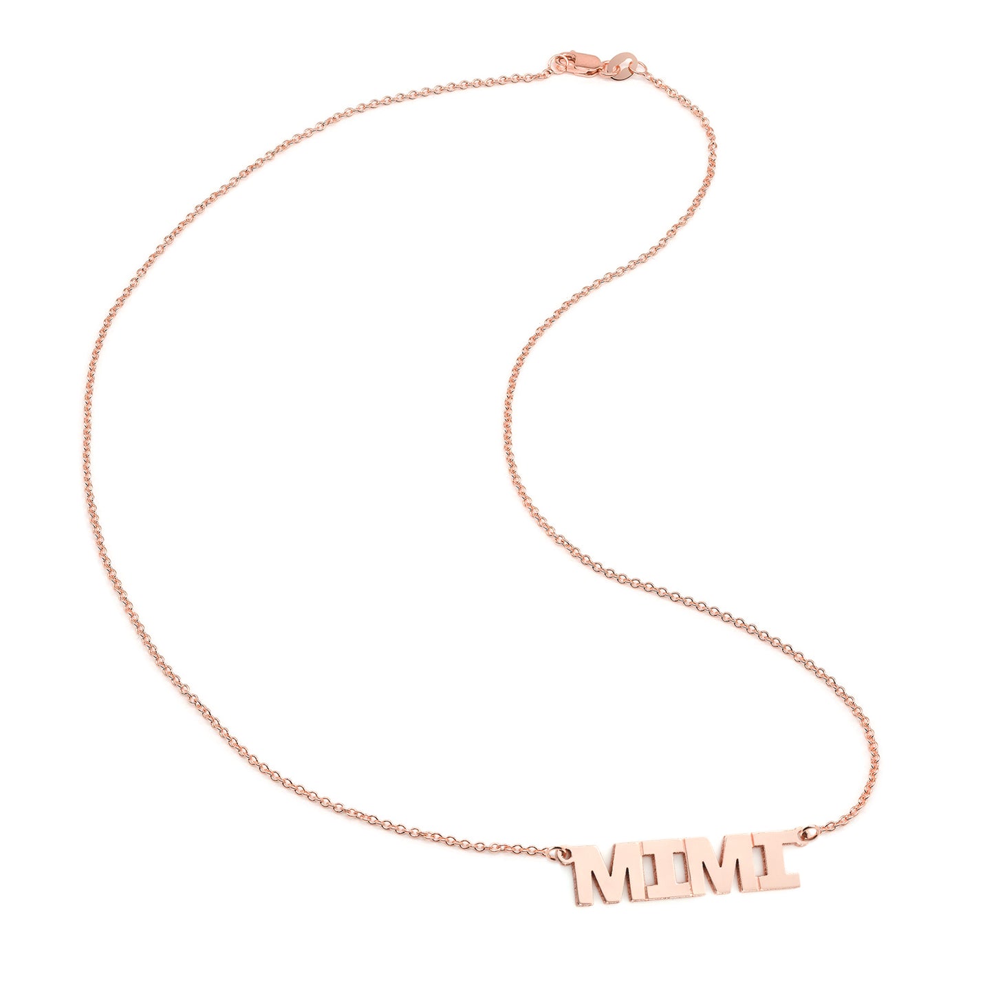 All Caps Block Text Name Pendant in 14K Gold Necklace