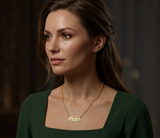 Personalized 14K Gold Name Plate Necklace