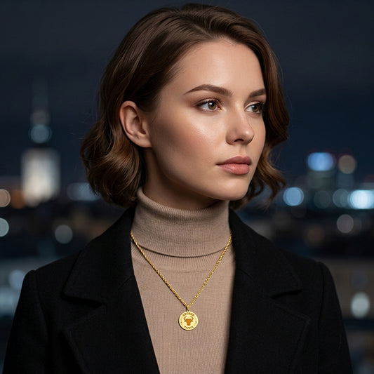Zodiac Engraved Pendant with Customizable Name in High Polished 14K Gold | 0.75" Taurus