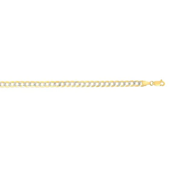 14K Two Tone Solid Gold Pave Curb Chain Necklace