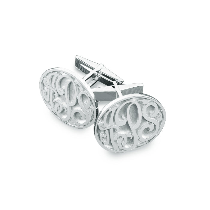 Personalized 14K Gold 3 Initial Monogram Cufflinks - Elegant Creations NYC
