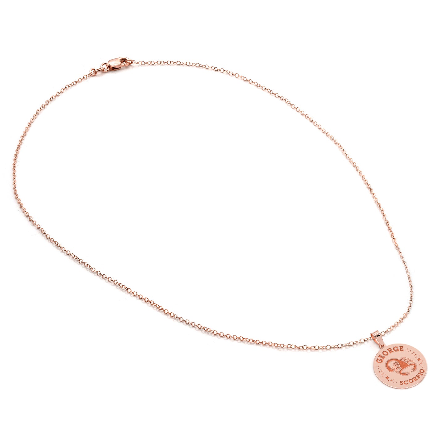 Zodiac Engraved Pendant with Customizable Name in High Polished 14K Gold | 0.75" Scorpio