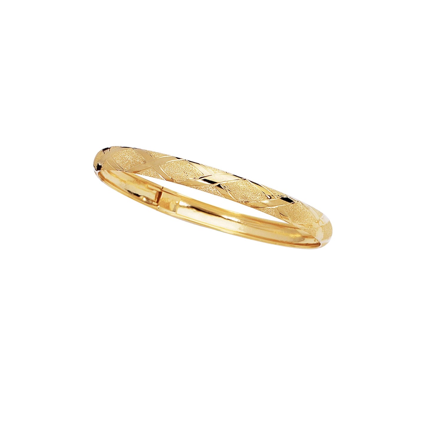 10K Yellow Gold Polished & Diamond Cut Bangle