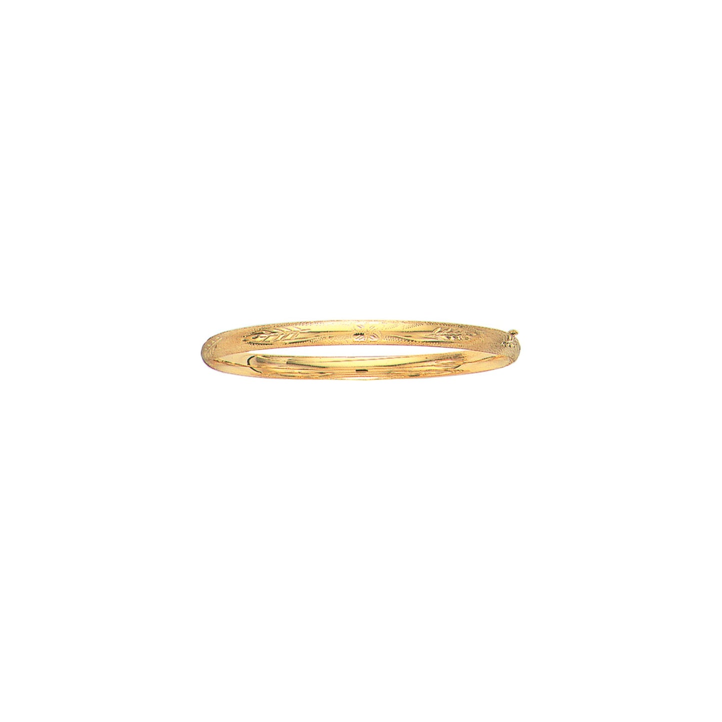 14K Yellow Gold Filigree Pattern & Florentine Finish Bangle | Children's Size Available