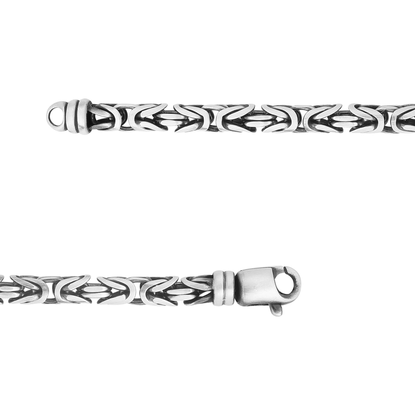 Men's Sterling Silver Gunmetal Finish Byzantine Chain with Lobster Clasp