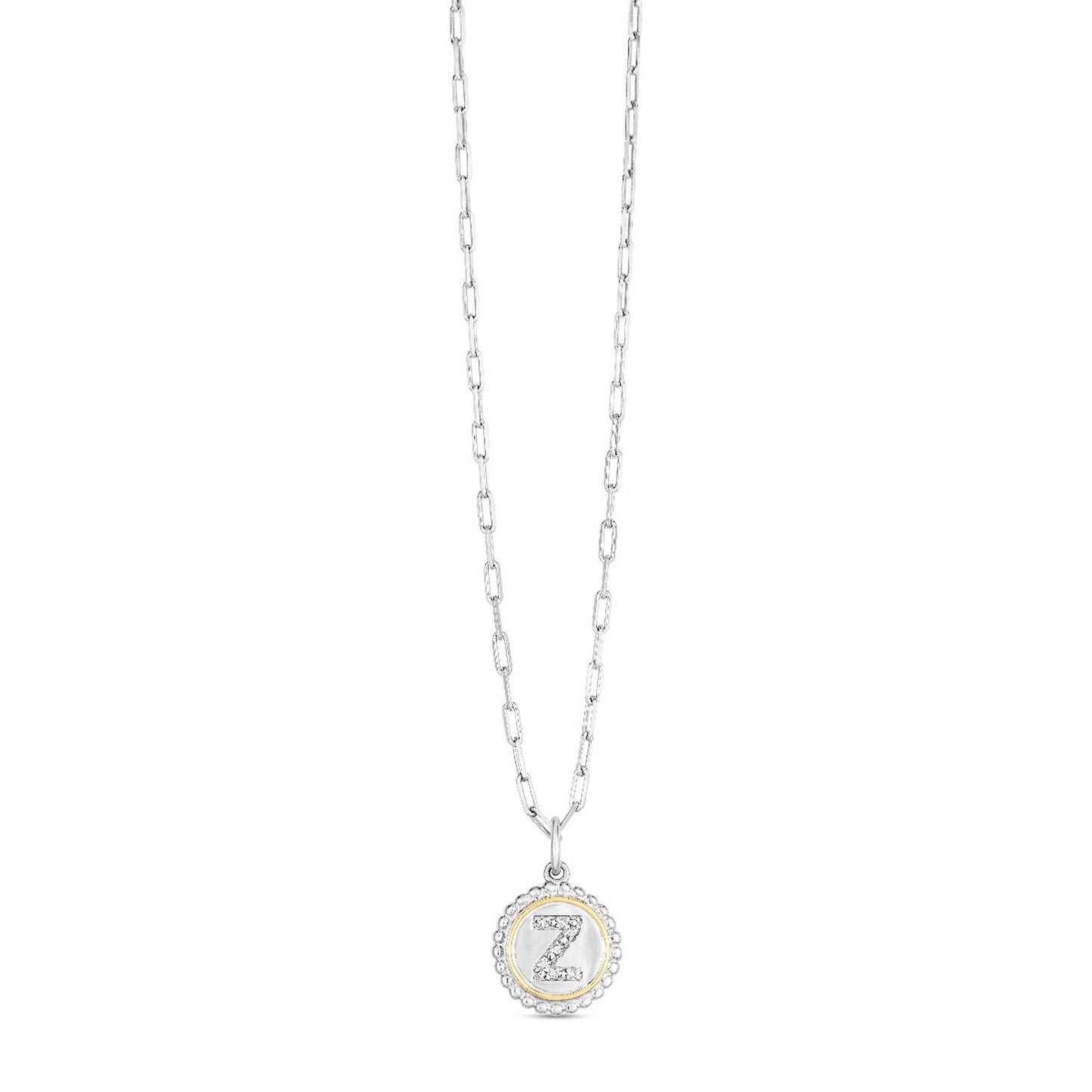 Sterling Silver-18K Gold Popcorn Initials Letter A Necklace