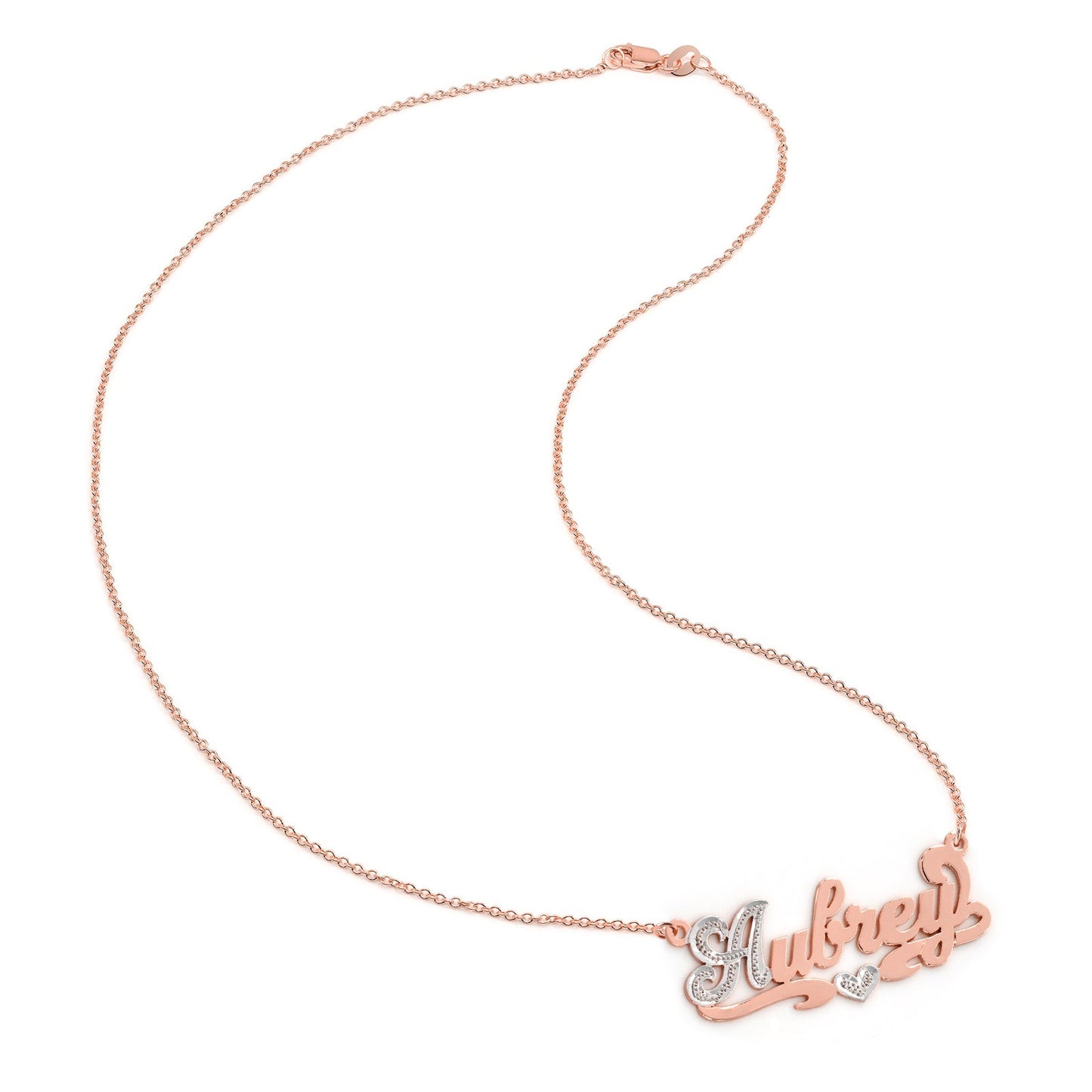 Nameplate with Sterling Silver and Rhodium Sparkle on First Letter | Script Text