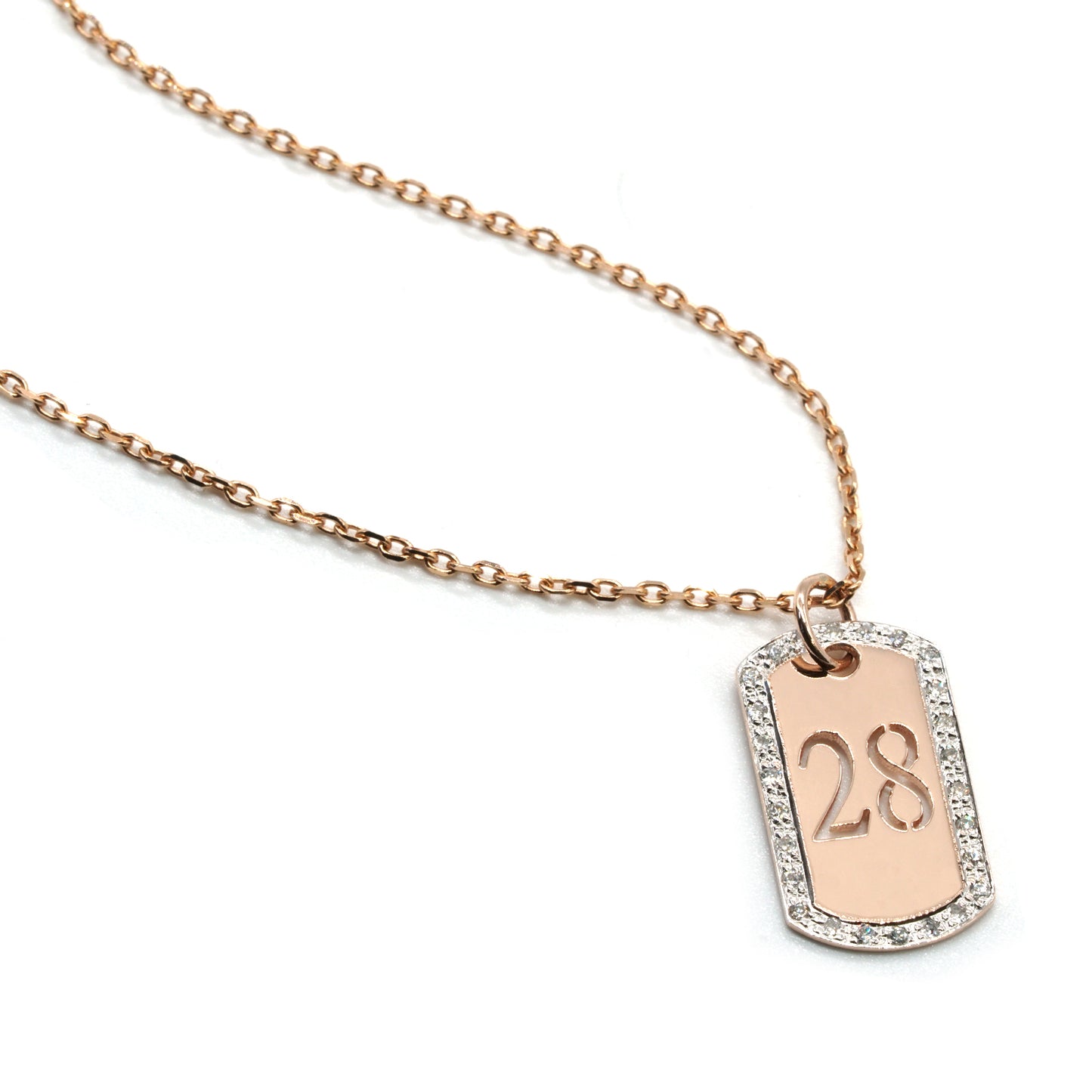 Diamonds Punch Out Dog Tag Pendant in 14K Gold | Numbers