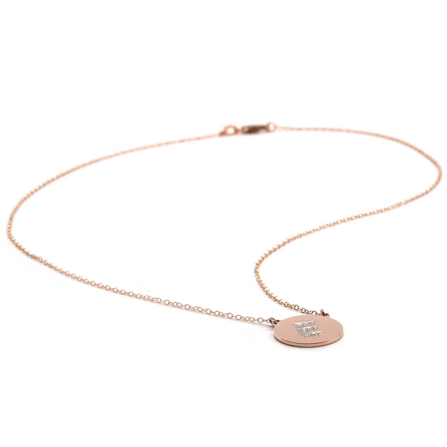 14K Gold Disc and Diamond Pendant Necklace | Customizable 1 Initial Monogram