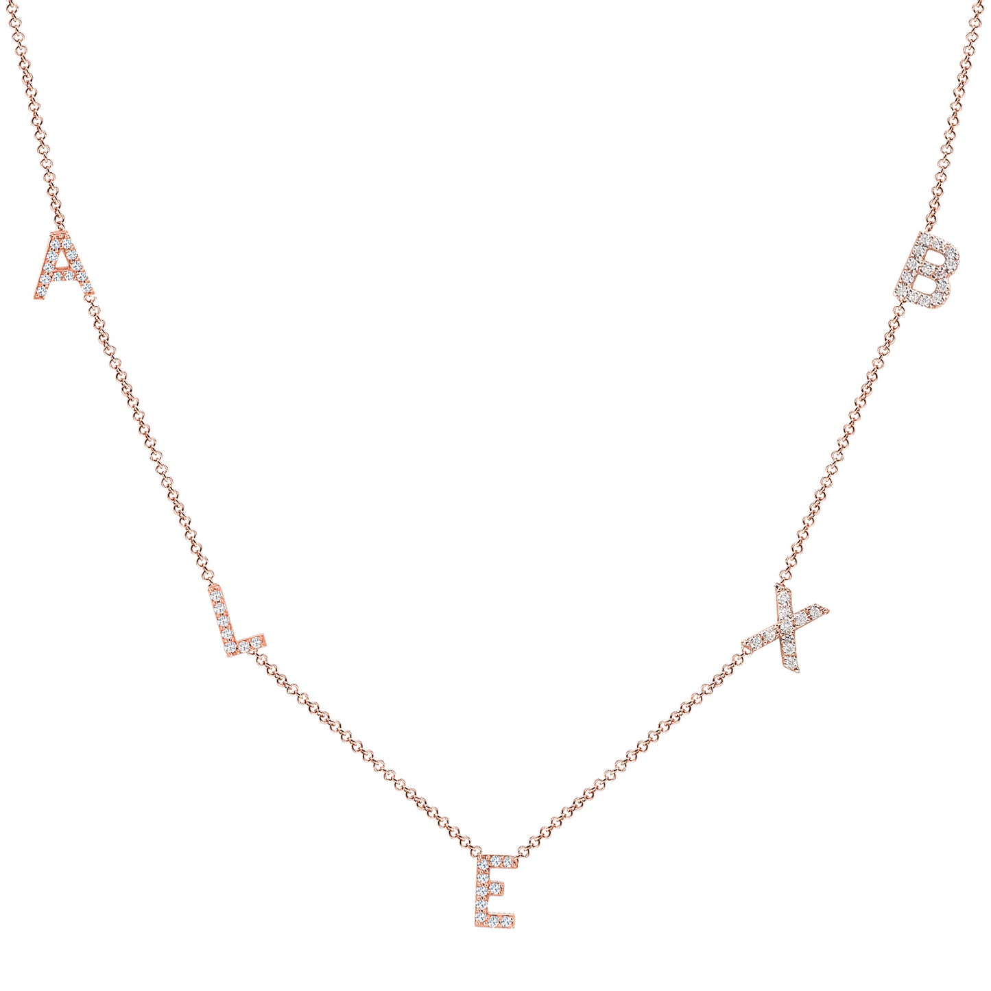 14K Gold and Diamond Multi-Initials Station Necklace | Personalized