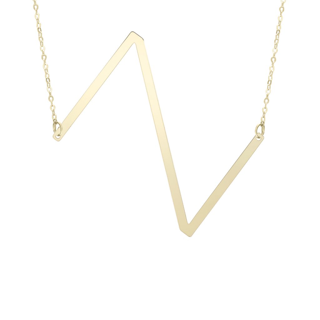 High Polished 14K Gold Yours Truly Large Initial Letter Necklace